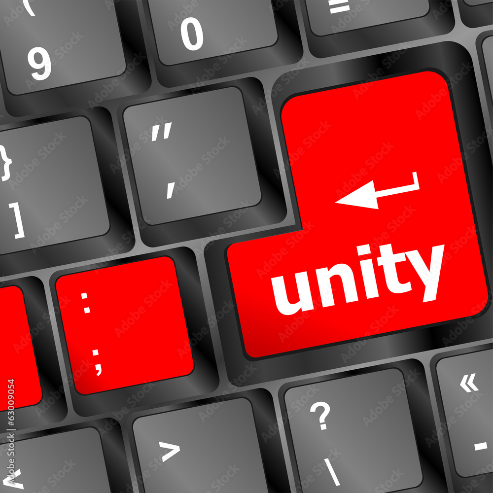 Poster unity word on computer keyboard pc key