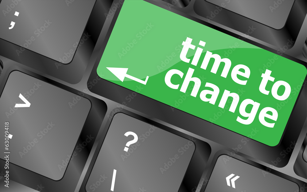 Poster time concept: computer keyboard word time to change