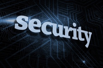 Security against futuristic black and blue background