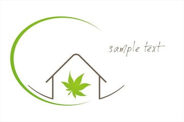 Home , leaf , green icon, business logo design