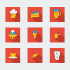 Flat icons for cafe