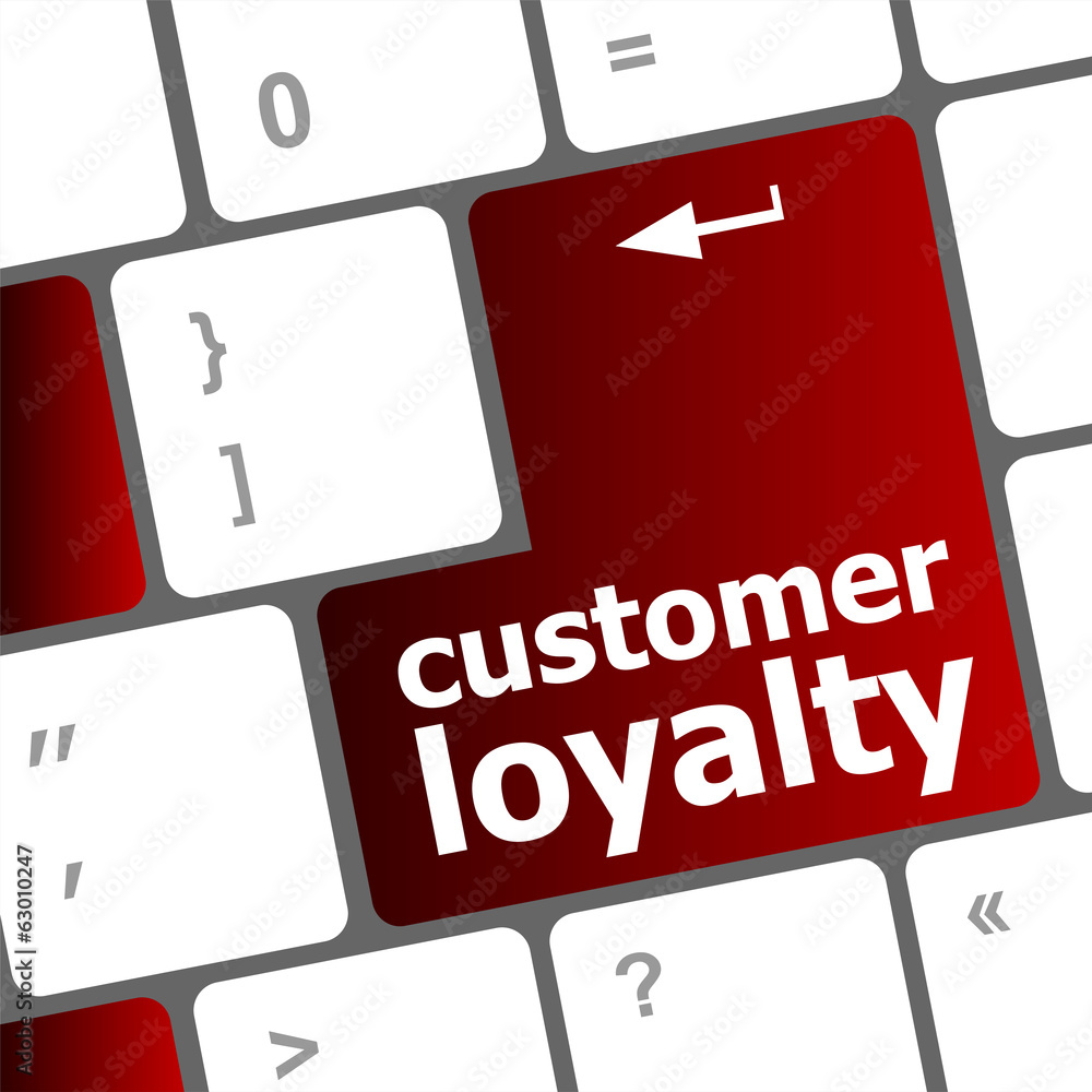 Poster button keypad with customer loyalty word on keyboard