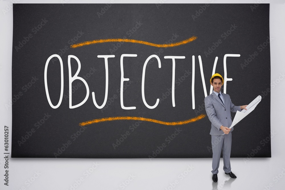 Poster architect standing against the word objective
