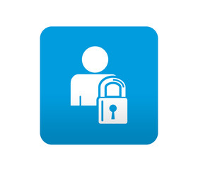 Etiqueta tipo app azul simbolo usuario seguro