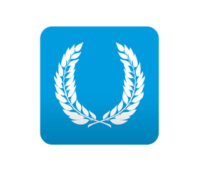 Etiqueta tipo app azul simbolo corona de laurel