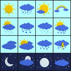 realistic 3d render of weather icons