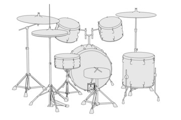 Fototapeta na wymiar cartoon image of musical instruments - drum set