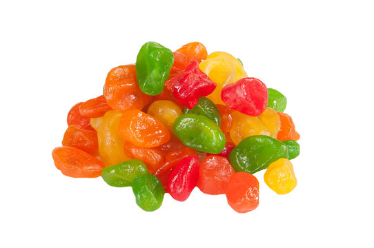 bright varicoloured sweet candied fruit