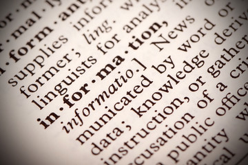 The word "Information" in a dictionary