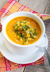 Pumpkin and corn soup