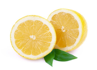 Ripe lemon on white