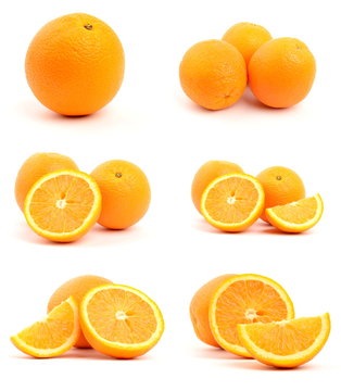 Set of oranges isolated on white