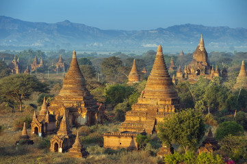 Sunrise over temples of Bagan in Myanmar