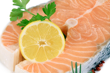 Salmon fillet with lemon.