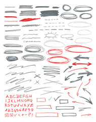 Set of hand drawn correction elements.
