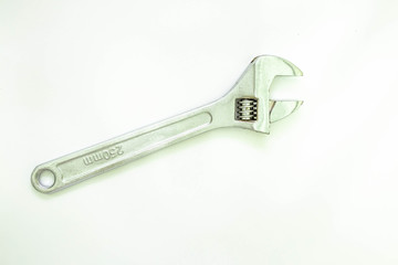 adjustable wrench on isolated background
