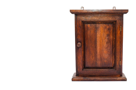 Wood Key Cabinet On Isolated Background