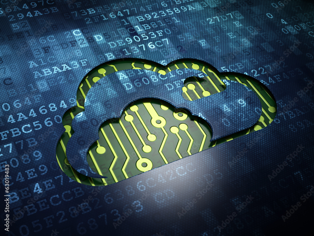 Aufkleber cloud networking concept: cloud on digital screen background