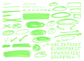 Hand drawn highlighter elements.