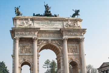 Fototapeta na wymiar Peace Arch, łuk triumfalny, Mediolan