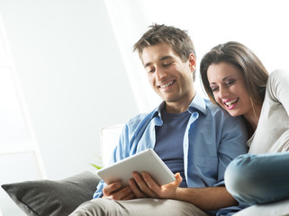 Couple watching movie on tablet