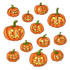 Set of halloween pumpkins.