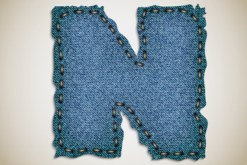 Denim letter N alphabet texture jeans