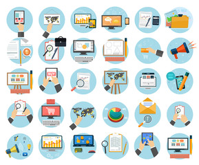 Business, office and marketing items icons.