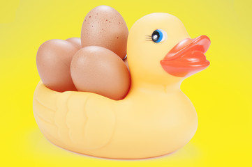 Mama pato con huevos