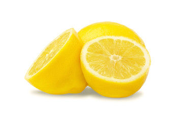 Fresh lemons on white background