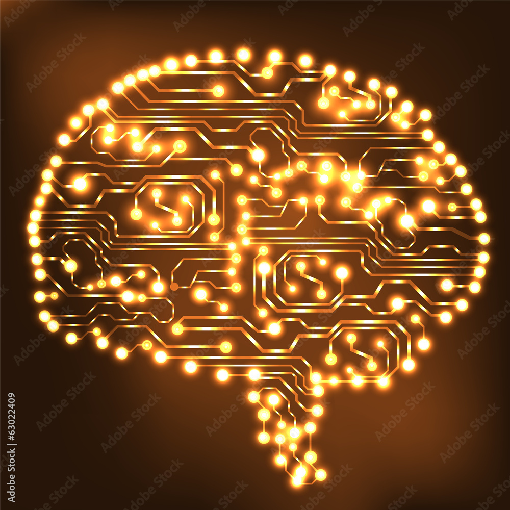 Poster Circuit board computer style brain vector technology background