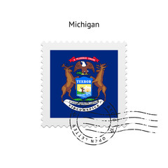 State of Michigan flag postage stamp.