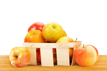 Fresh and colorful apples in basket