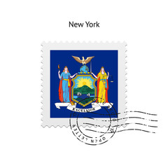 State of New York flag postage stamp.