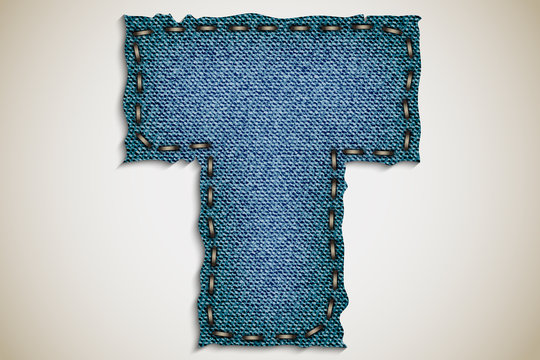 Denim letter D alphabet texture jeans
