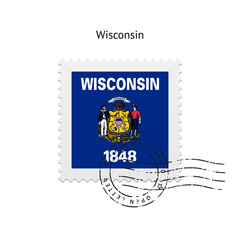 State of Wisconsin flag postage stamp.