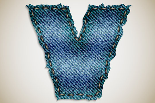 Denim letter V alphabet texture jeans
