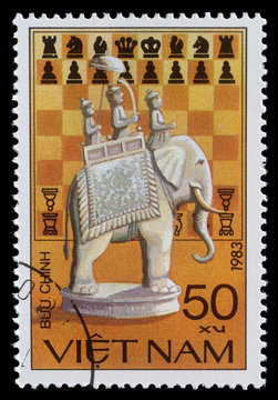Vietnam postage stamp with chess elephant