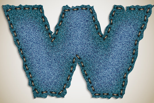 Denim letter W alphabet texture jeans