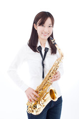 Fototapeta premium サックスを持った女性