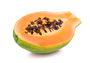 Ripe papaya on white