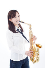 Fototapeta premium サックスを演奏する女性