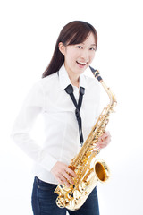 Fototapeta premium サックスを吹く女性