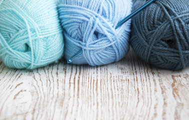 Crochet hook and knitting yarn