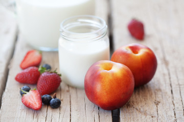 Fruits and milk