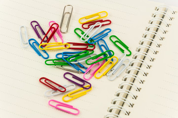 paper clips on note book