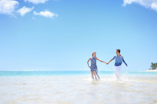 Young couple on a tropical island