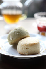 scones tea with strawberry jam