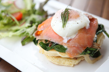 Gourmet smoked salmon with pancake