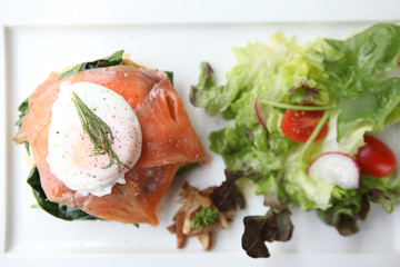 Gourmet smoked salmon with pancake